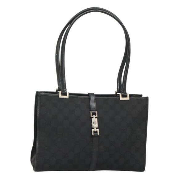 GUCCI GG Canvas Jackie Hand Bag Black Silver 002 1073 Auth ep8992 - Picture 1 of 16